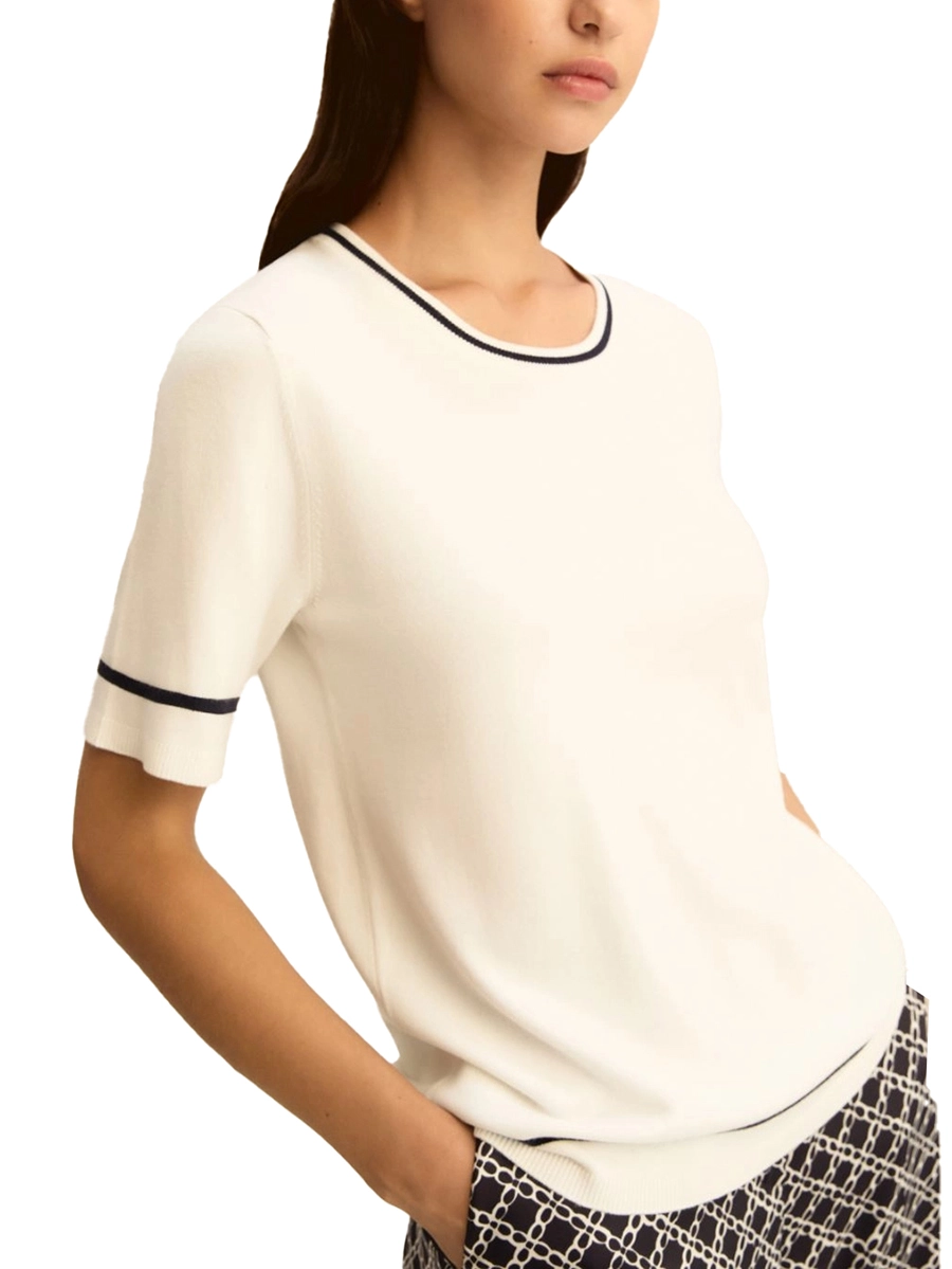 T-SHIRT MANICA CORTA CON DETTAGLIO SULLA MANICA DONNA BIANCO