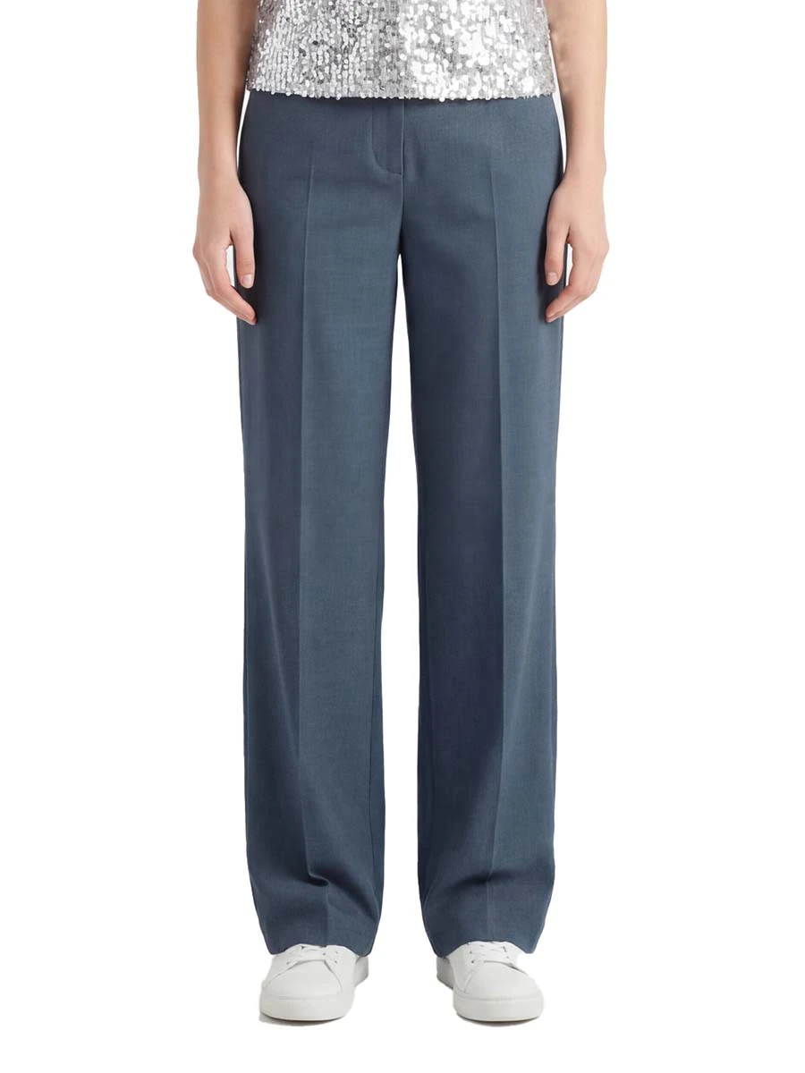 PANTALONI PALAZZO  IN MISTO VISCOSA FIT AMPIO DONNA AZZURRO