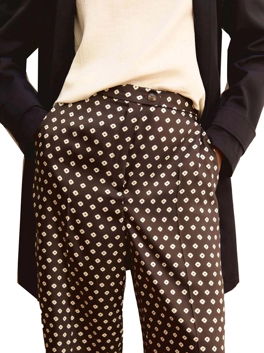 PANTALONI PALAZZO CON FANSTASIE VARIE DONNA MARRONE