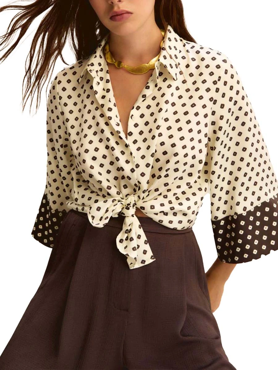 CAMICIA MANICHE A TRE QUARTI DONNA BIANCO