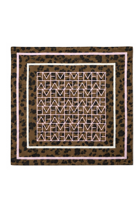 FOULARD IN TWILL DI SETA CON FANTASIA MULTICOLORE DONNA MARRONE