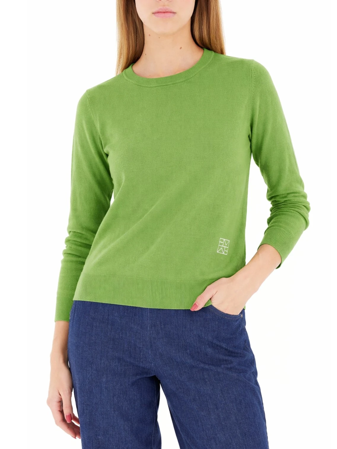 MAGLIA GIROCOLLO CON RICAMO MONOGRAM DONNA VERDE