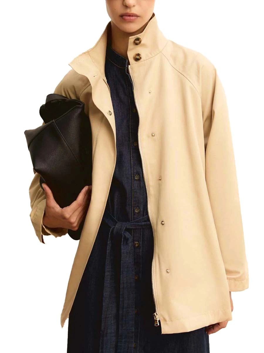 GIACCA IMPERMEABILE  COLLO RIALZATO DONNA BEIGE