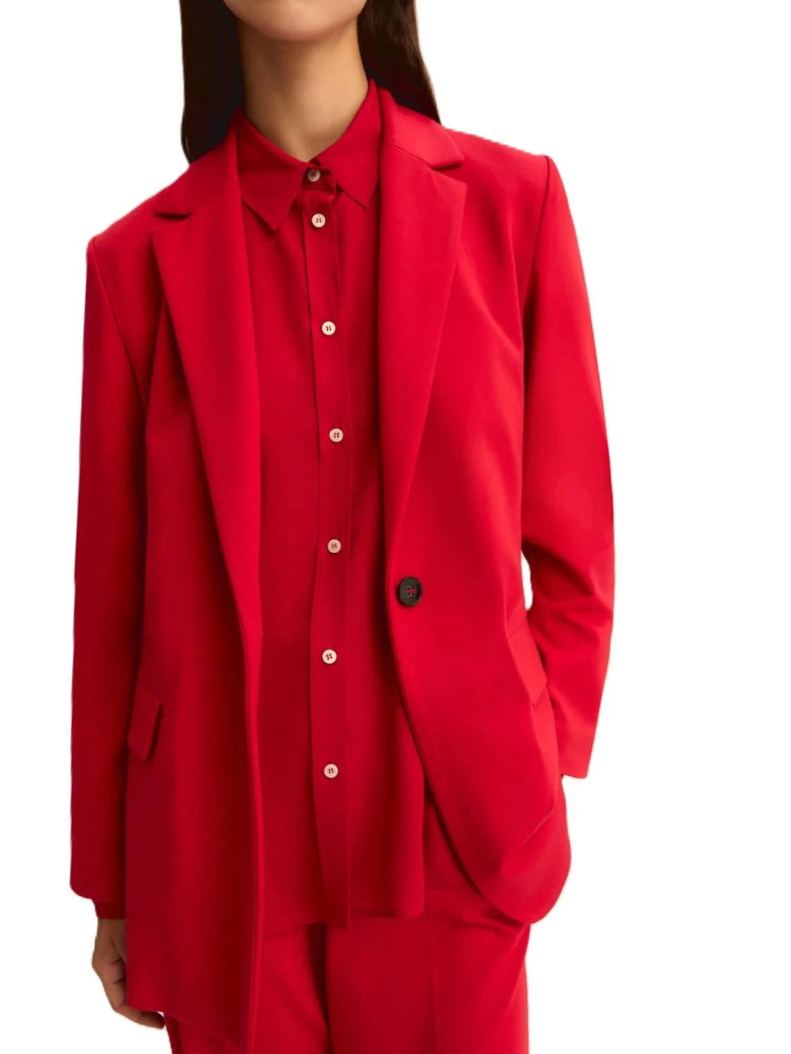 GIACCA MONOPETTO IN MORBIDO JERSEY DONNA ROSSO