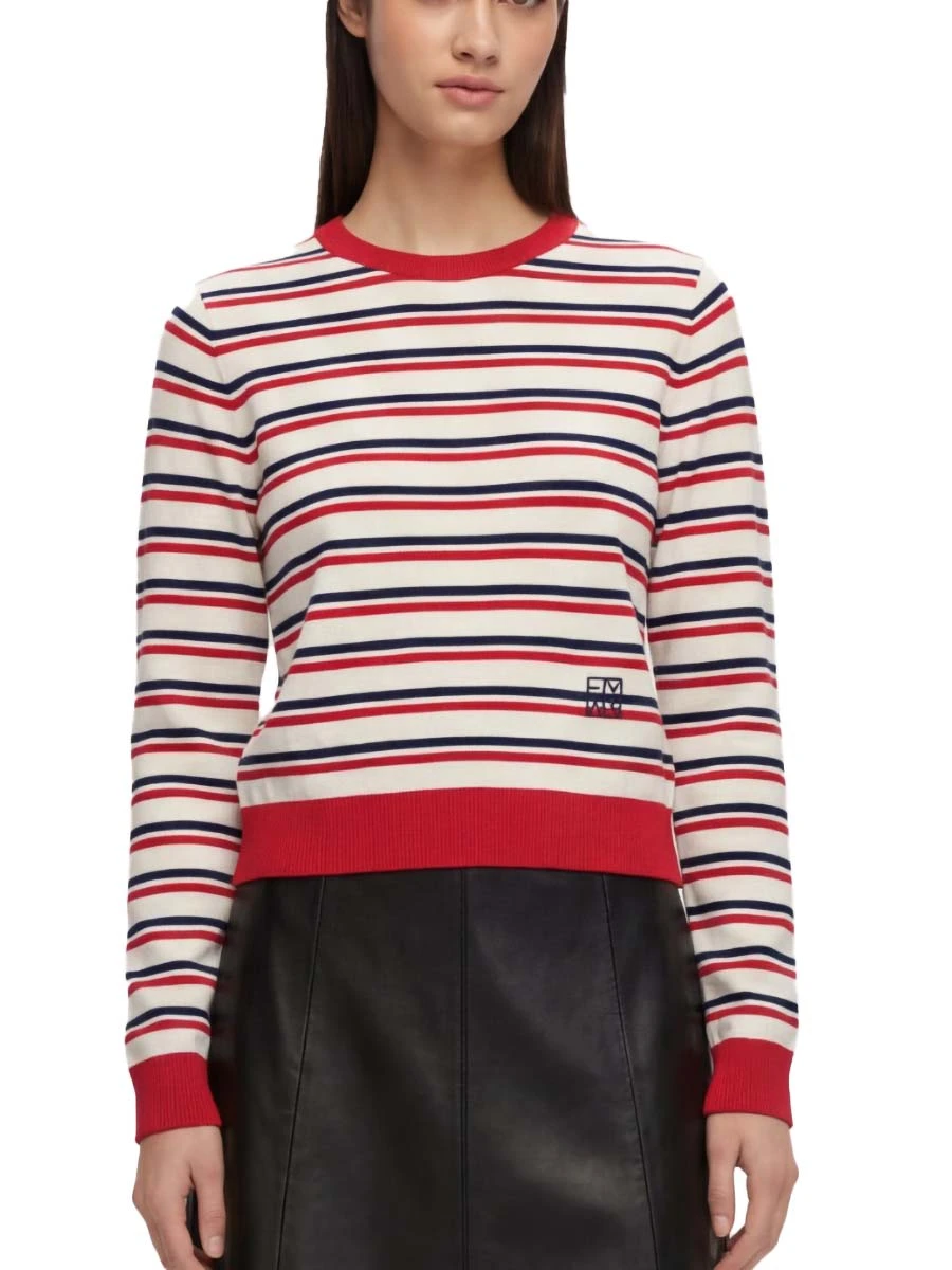 MAGLIA GIROCOLLO CON RICAMO MONOGRAM DONNA BIANCO