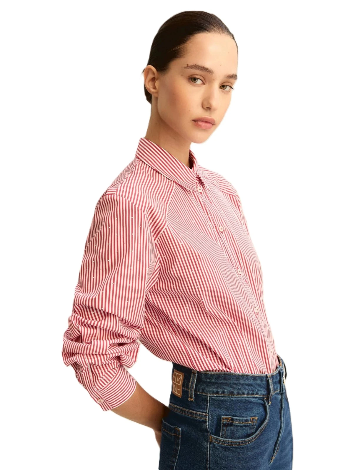 CAMICIA CON APPLICAZIONI DECORATIVE ALL OVER DONNA BIANCO