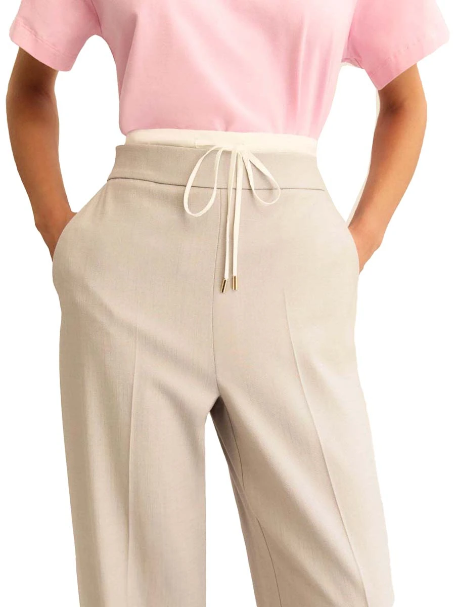 PANTALONI PALAZZO LINEA DRITTA E COULISSE DONNA GRIGIO