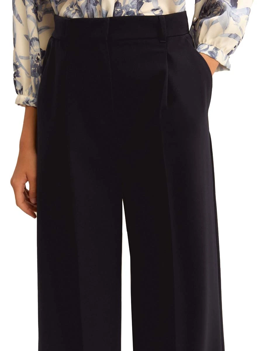 PANTALONI PALAZZO CON PIEGA STIRATA E PINCE FRONTE RETRO DONNA BLU