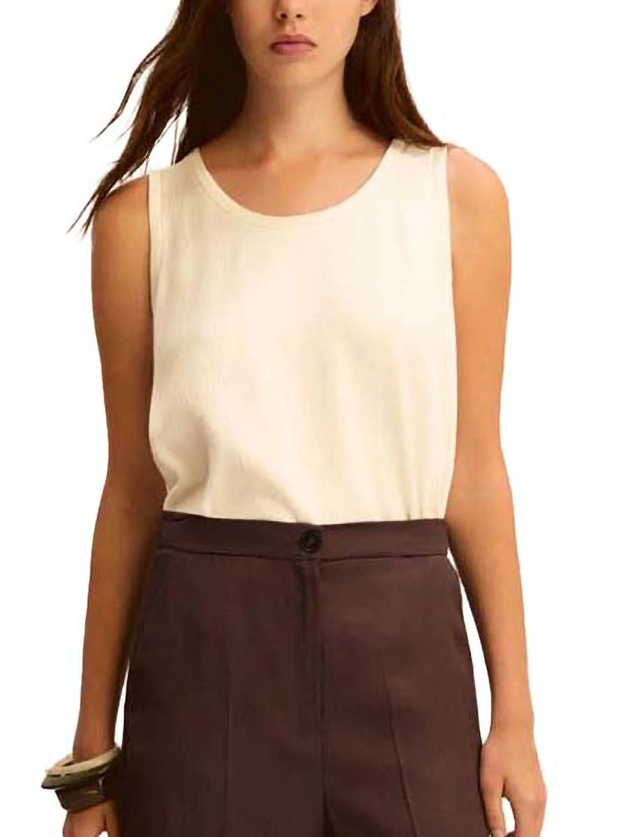 TOP IN ACETATO CON SPACCHI LATERALI DONNA BIANCO