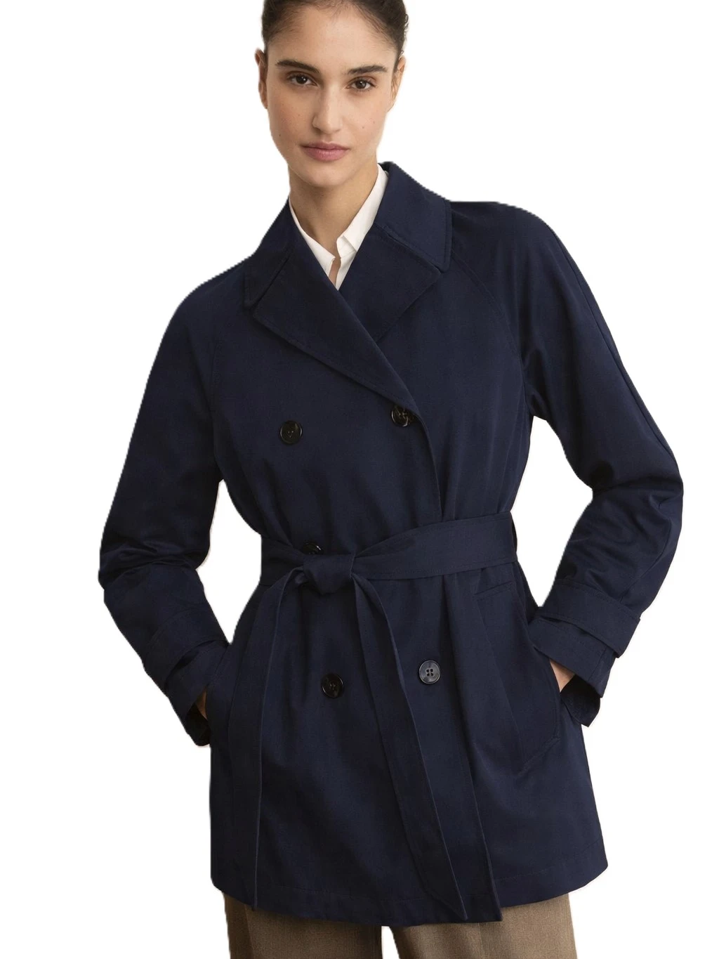 TRENCH IMPERMEABILE CON CINTURA IN TESSUTO COORDINATA DONNA BLU