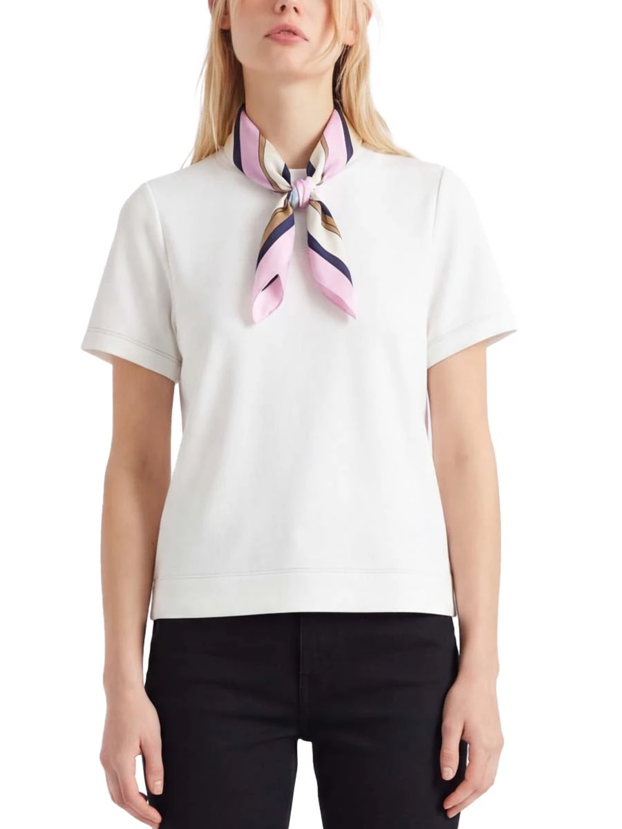 T- SHIRT MANICA CORTA CON FOULARD ABBINATO DONNA  BIANCO