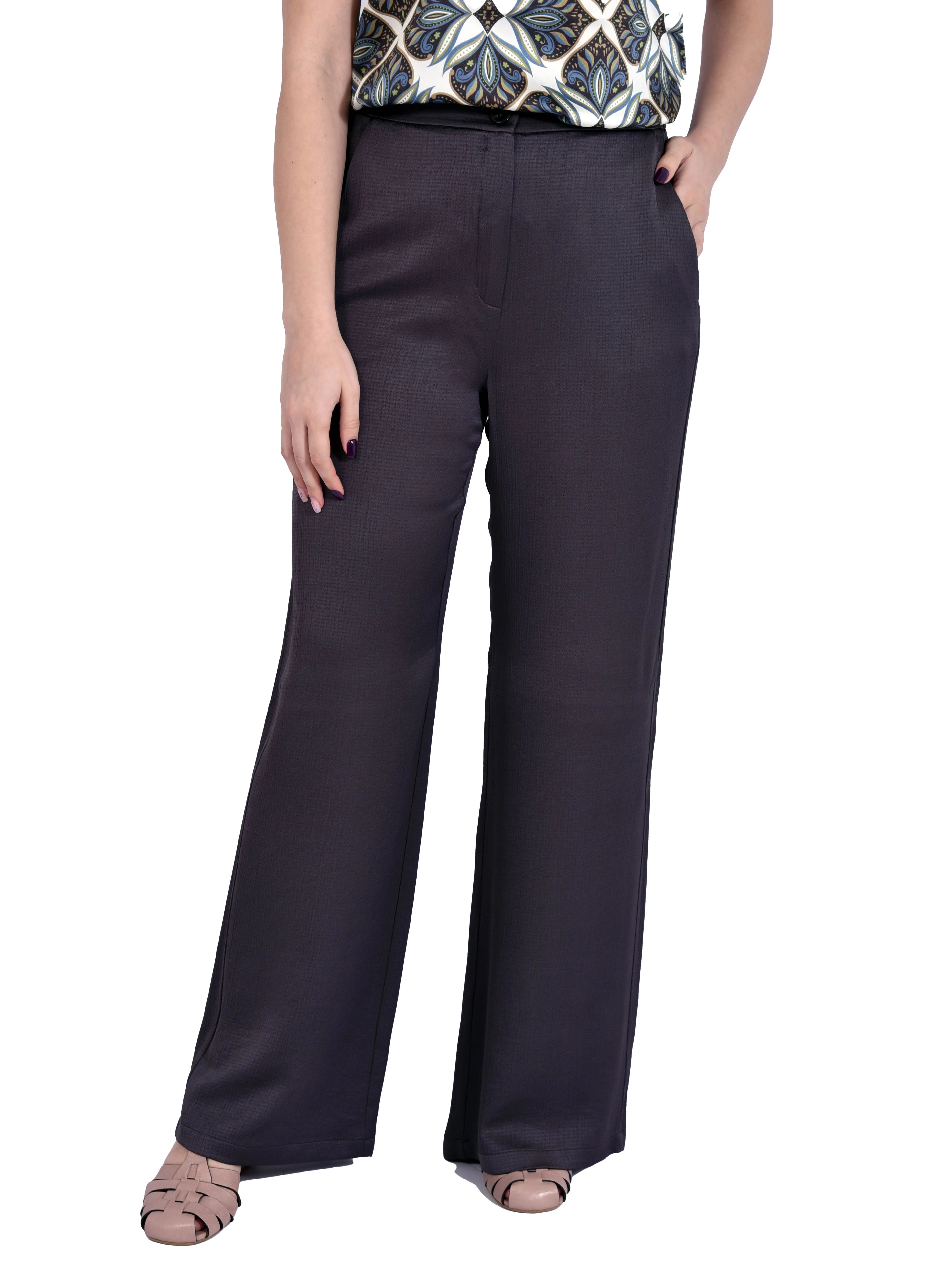 PANTALONI PALAZZO  IN MISTO VISCOSA FIT AMPIO DONNA MARRONE