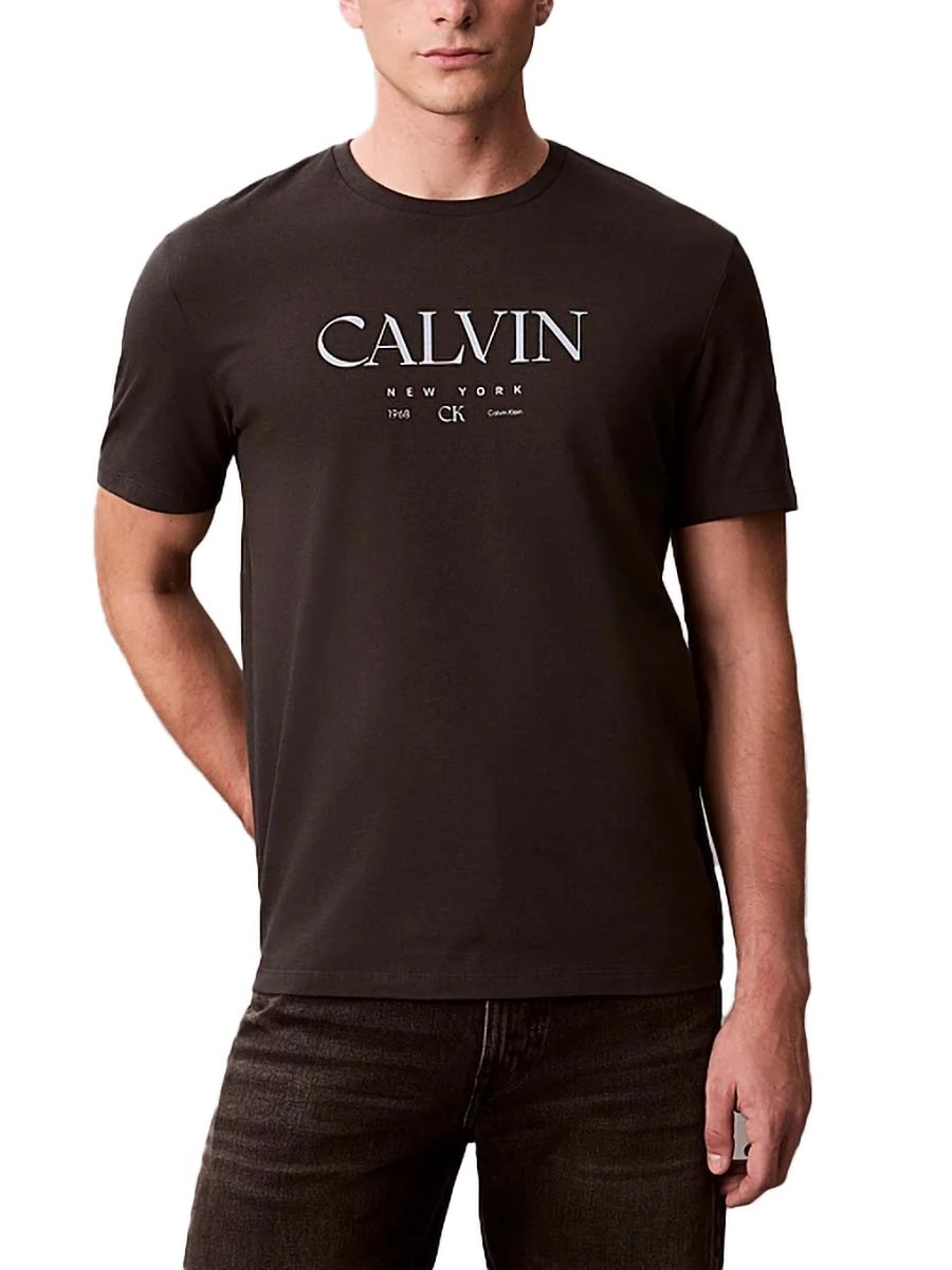 T-SHIRT MANICA CORTA CON LOGO STAMPATO SUL PETTO UOMO NERO