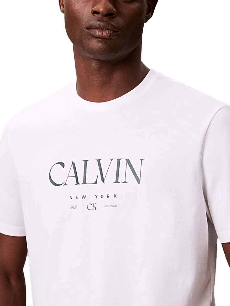 T-SHIRT MANICA CORTA CON LOGO STAMPATO SUL PETTO UOMO BIANCO