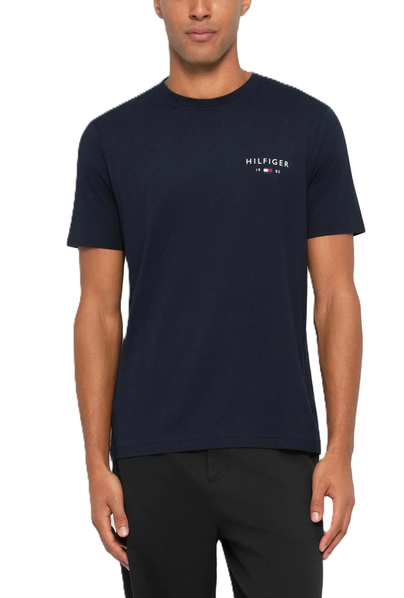 T- SHIRT MANICA CORTA CON DETTAGLIO BANDIERA SUL PETTO UOMO BLU