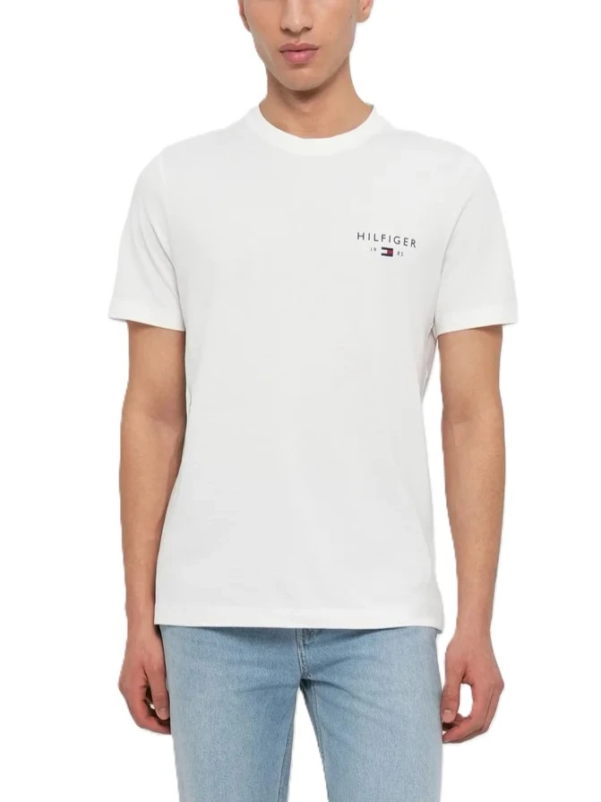 T- SHIRT MANICA CORTA CON DETTAGLIO BANDIERA SUL PETTO UOMO BIANCO