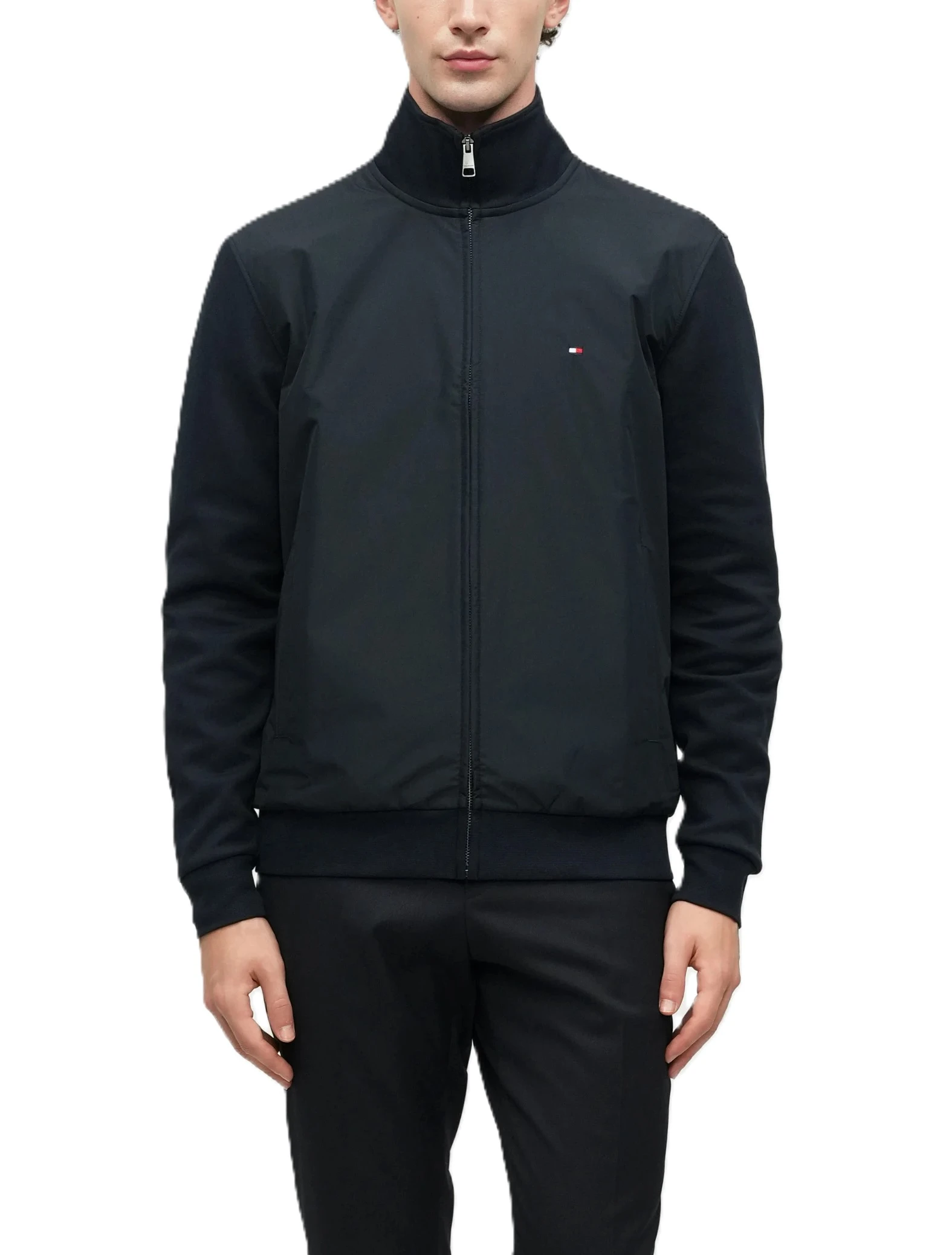 GIACCA UOMO CON ZIP E COLLETTO ALLA COREANA BLU SCURO