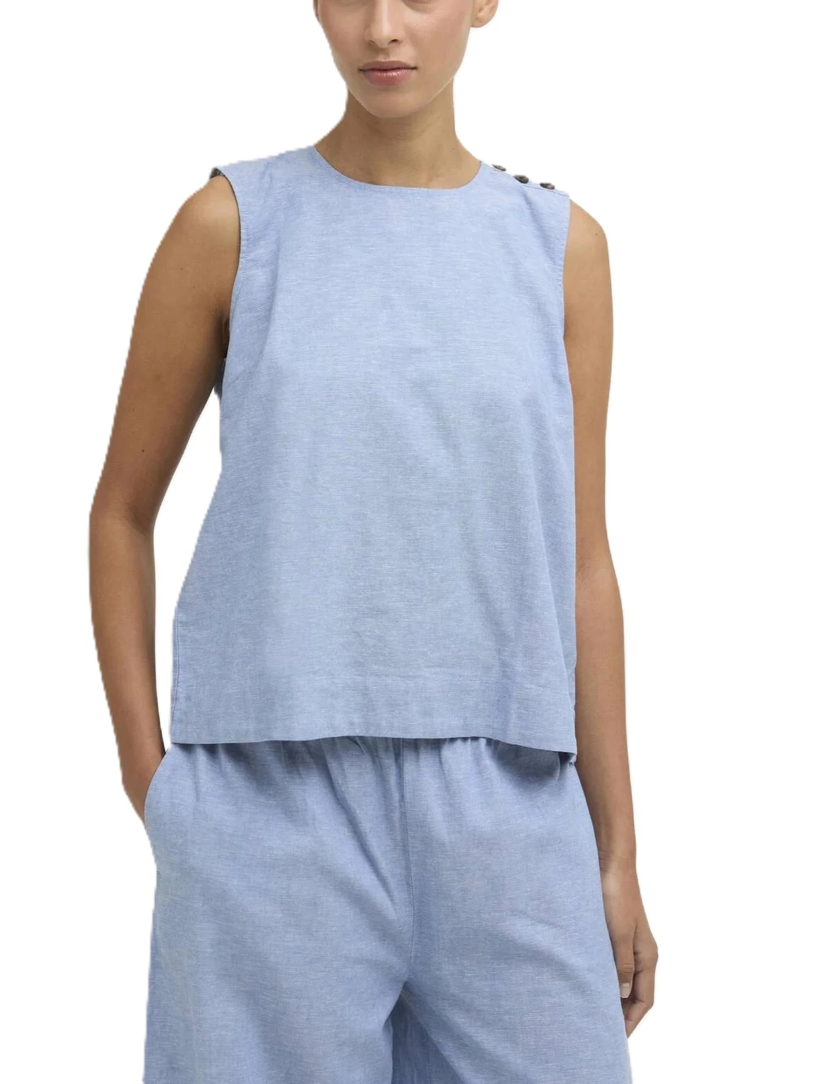 TOP IIN MISTO LINO JOSIE DONNA AZZURRO