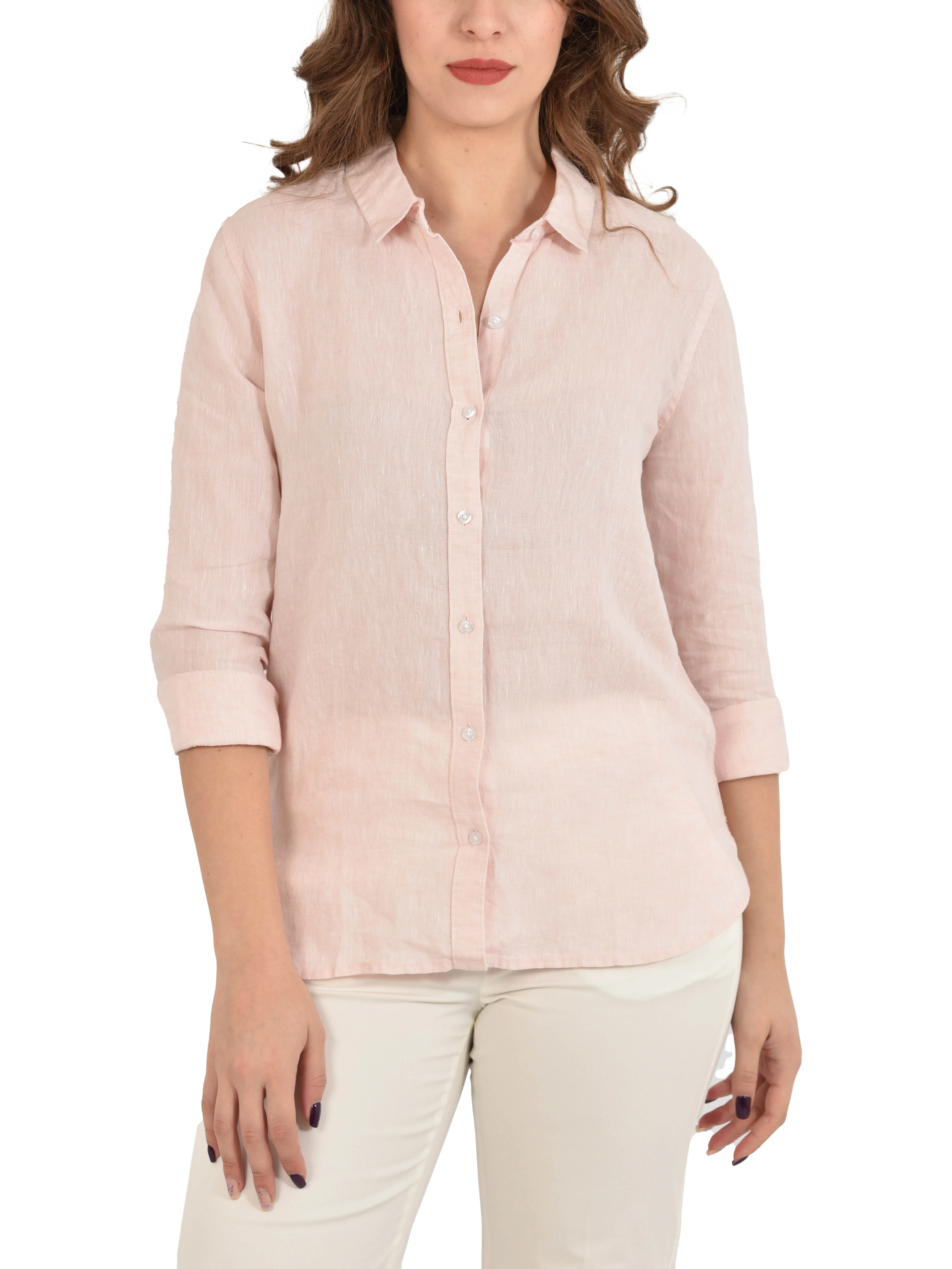 CAMICIA MARINE IN LINO A RIGHE DONNA ROSA - AZZURRO