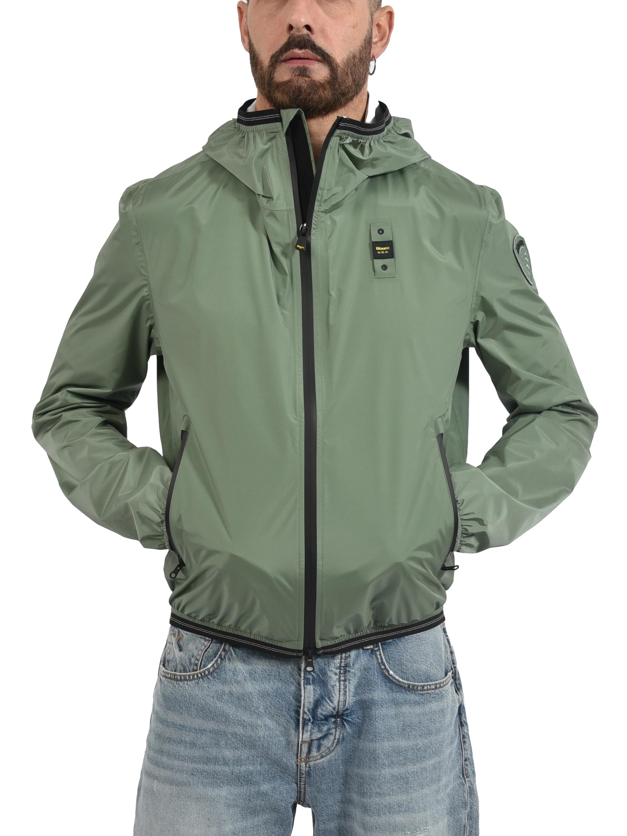 GIACCA IN NYLON ELASTICIZZATA UOMO VERDE