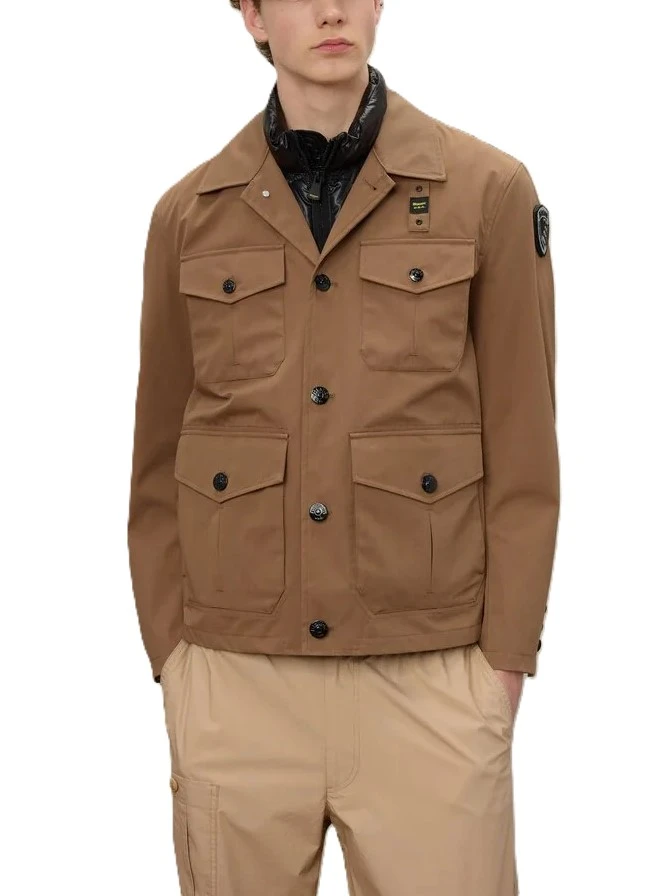 GIACCA IMPERMEABILE E ANTIVENTO CON DETTAGLI RIFRANGENTI UOMO BEIGE