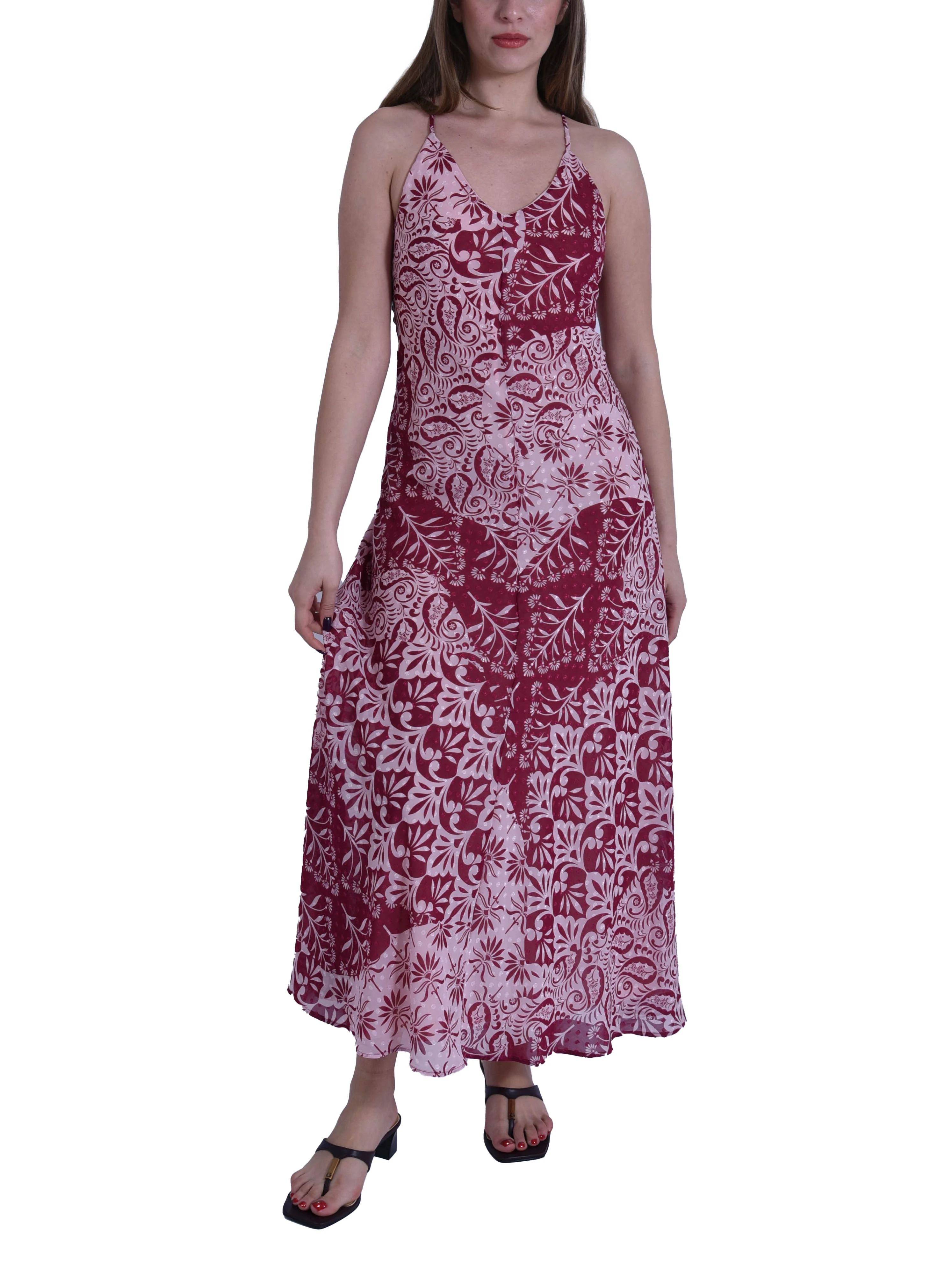VESTITO LUNGO CON STAMPA ALL OVER DONNA ROSA