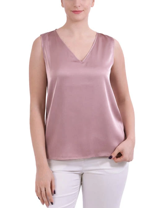 TOP SMANICATO IN RASO CON SCOLLO A V DONNA ROSA CIPRIA