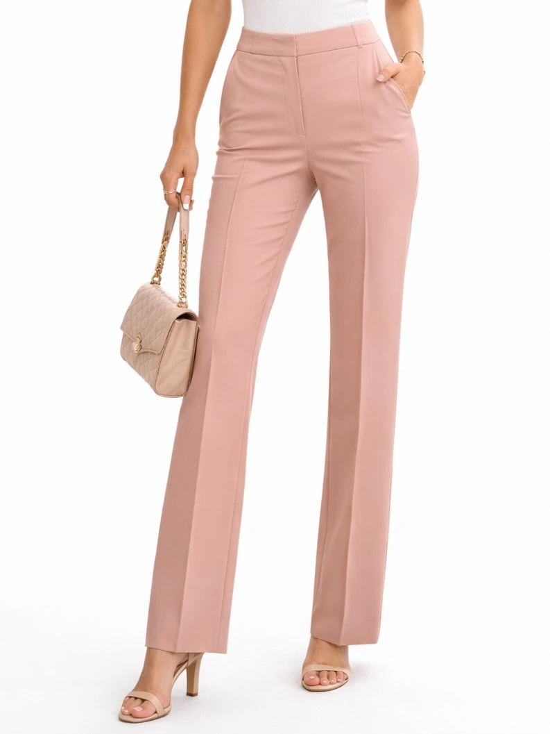 PANTALONE PALAZZO CON PIEGA STIRATA FIT REGOLARE DONNA ROSA