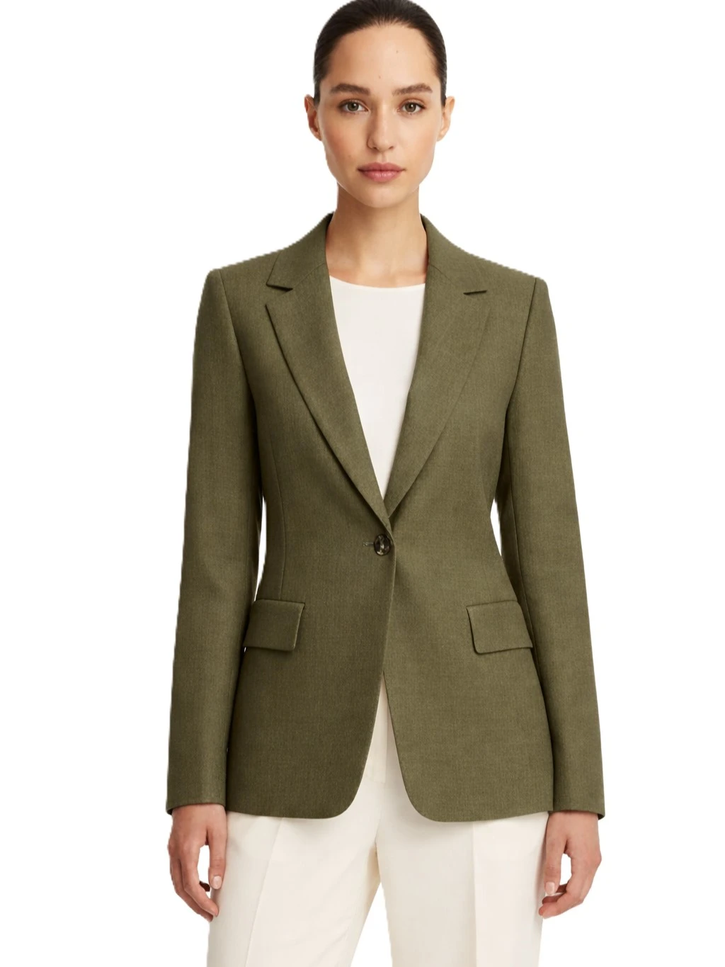BLAZER MONOPETTO IN TELA DI LINO LAVATO DONNA VERDE