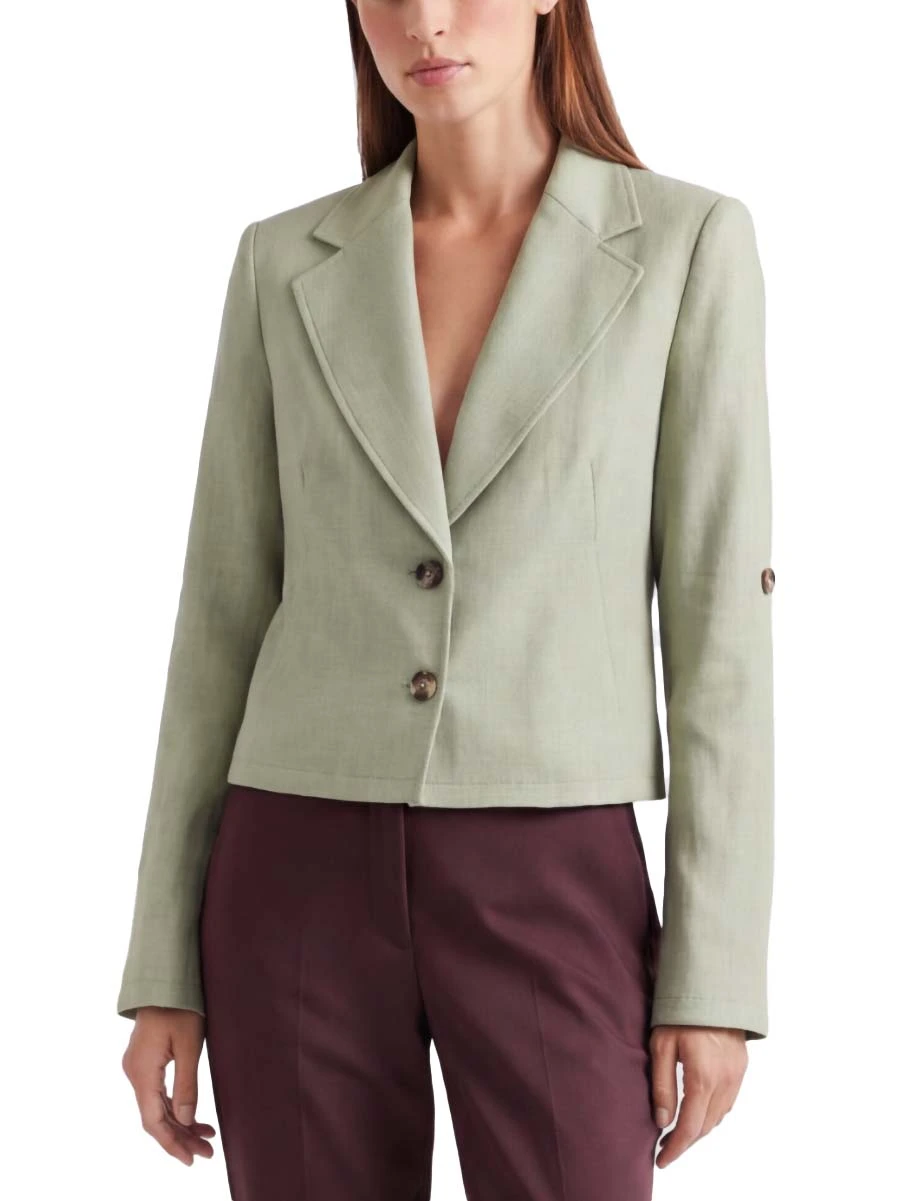 BLAZER IN TELA DI PURO LINO DONNA VERDE