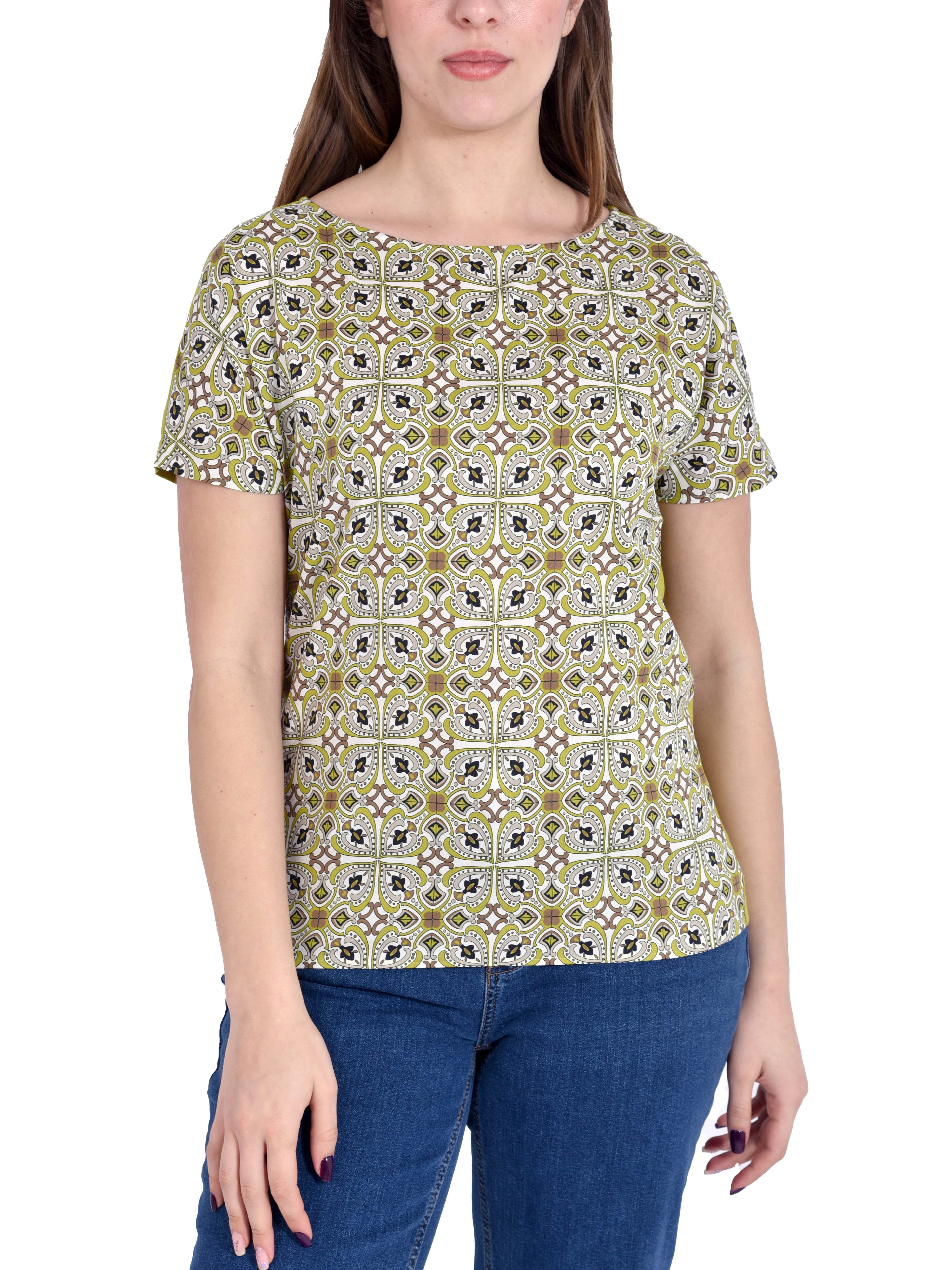 T-SHIRT MANICA CORTA  IN COTONE STRECTH CON RETRO IN JERSEY DONNA MARRONE