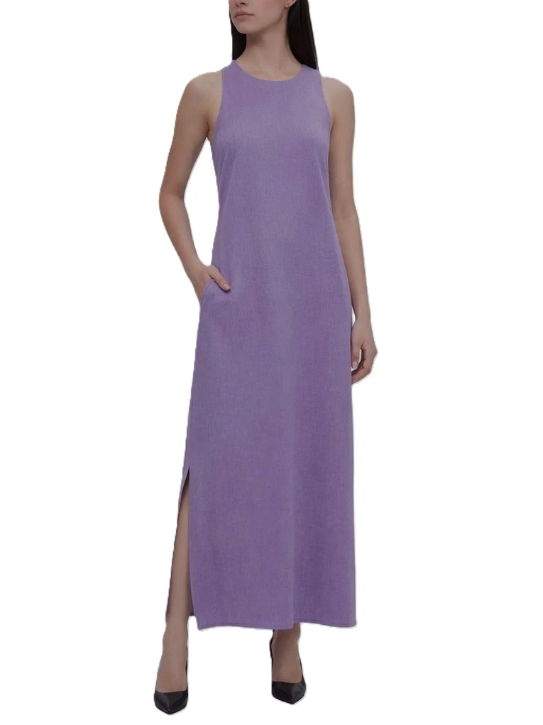 VESTITO LUNGO IN LINO CON SPACCHI LATERALI DONNA VIOLA