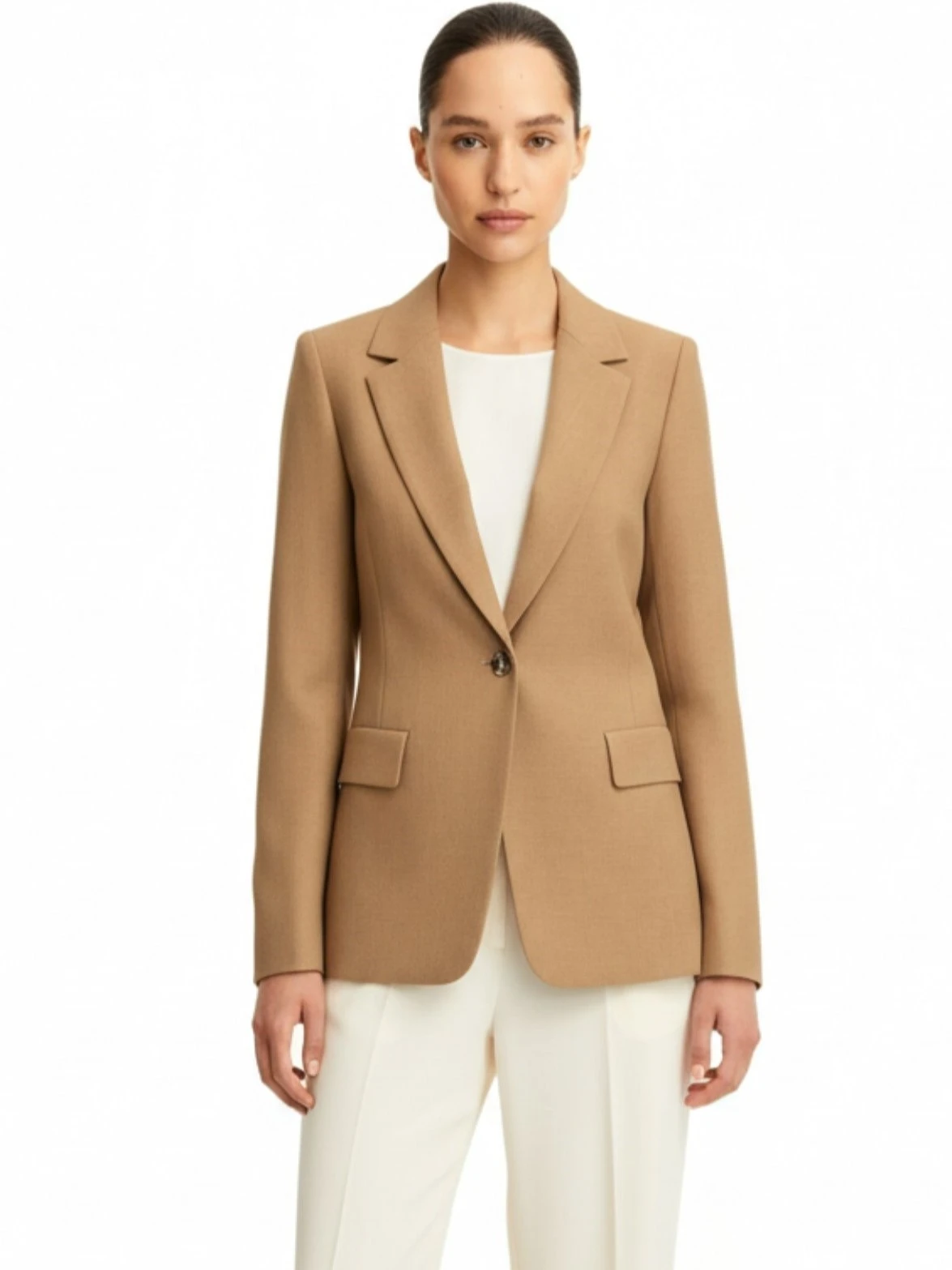 BLAZER MONOPETTO IN TELA DI LINO LAVATO DONNA BEIGE