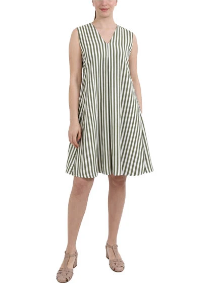 VESTITO CORTO SCOLLO A V  MISTO VISCOSA FANTASIA DONNA VERDE