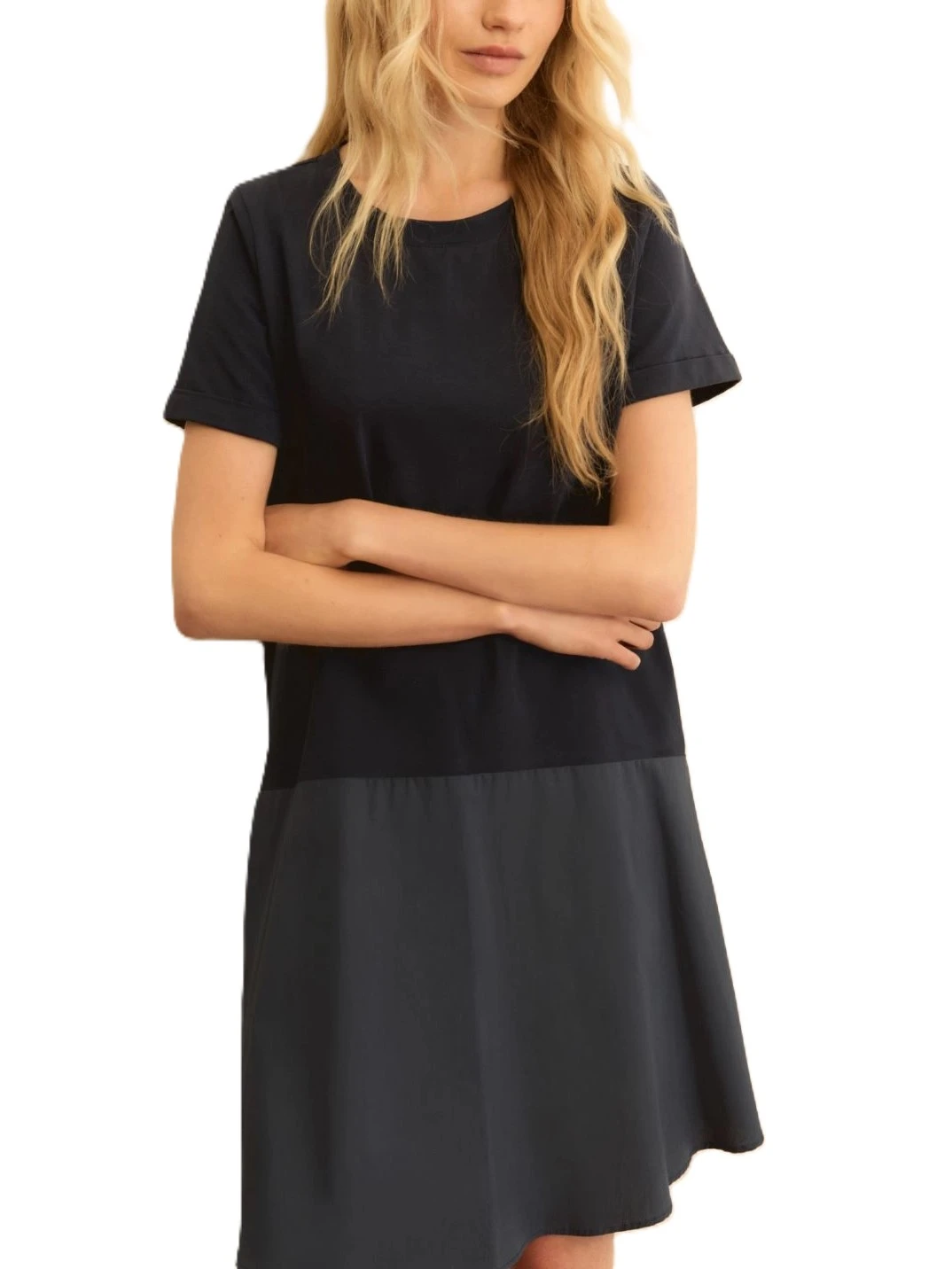 VESTITO CORTO IN JERSEY CON BALZA  DONNA BLU