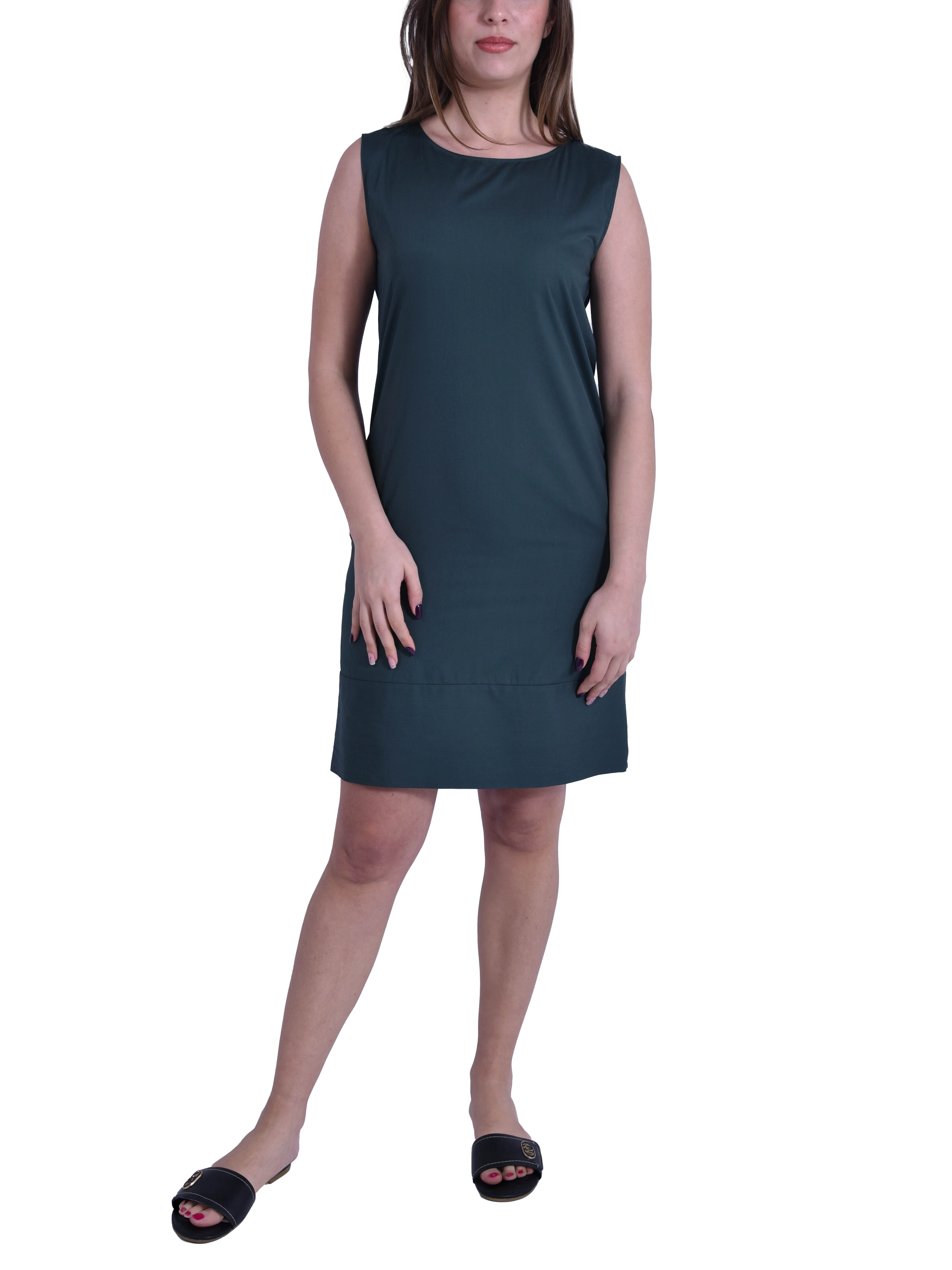 VESTITO CORTO SMANICATO IN PURO COTONE VERDE