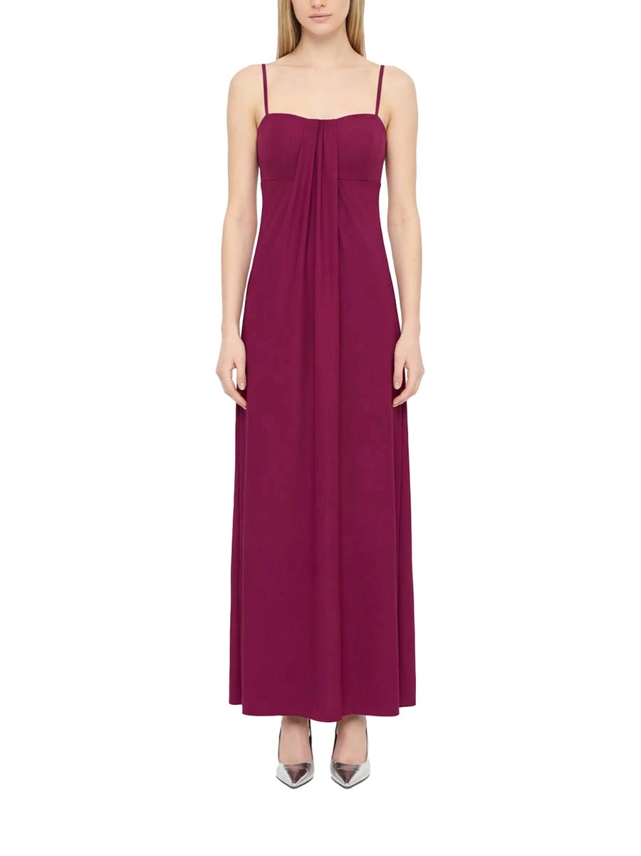 VESTITO LUNGO  SCOLLO A CUORE DONNA FUCSIA