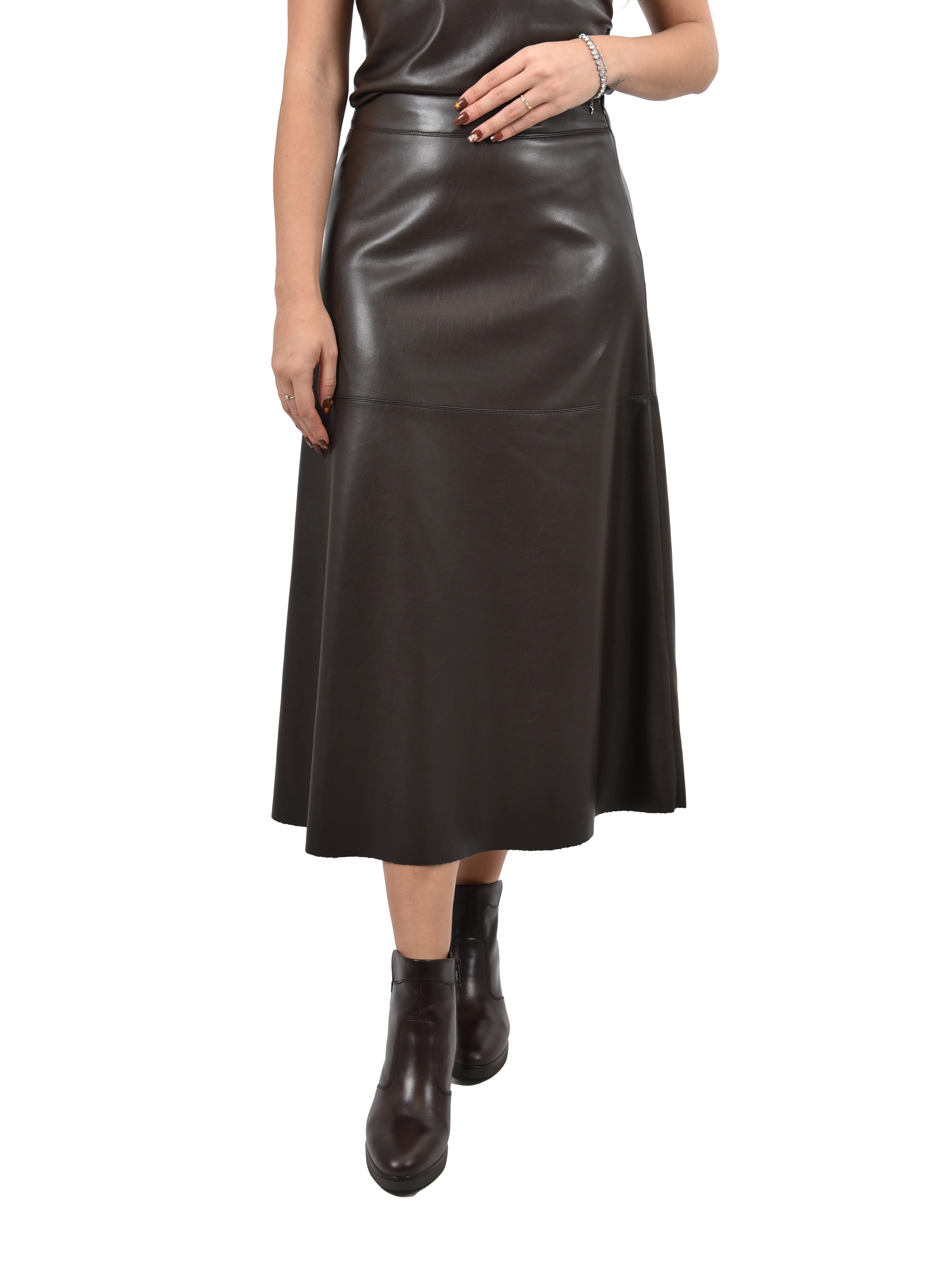 GONNA LUNGA IN JERSEY SPALMATO DONNA MARRONE