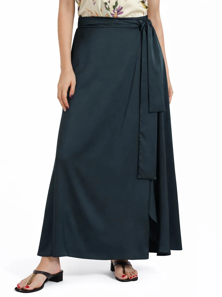 GONNA LUNGA A PORTAFOGLIO CON  INSERTO ELASTICO DONNA VERDE