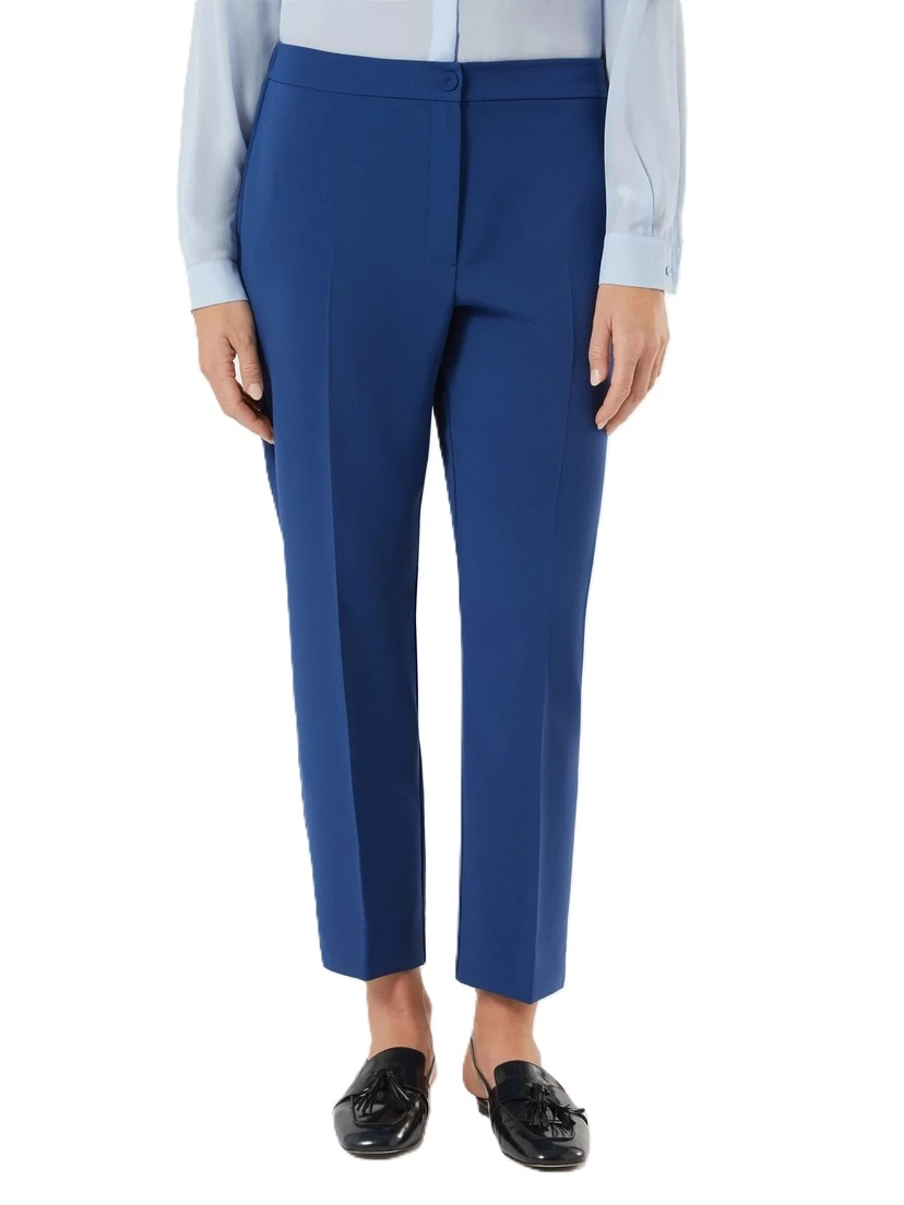 PANTALONI PALAZZO ELASTICIZZATO CON PIEGA STIRATA DONNA BLU