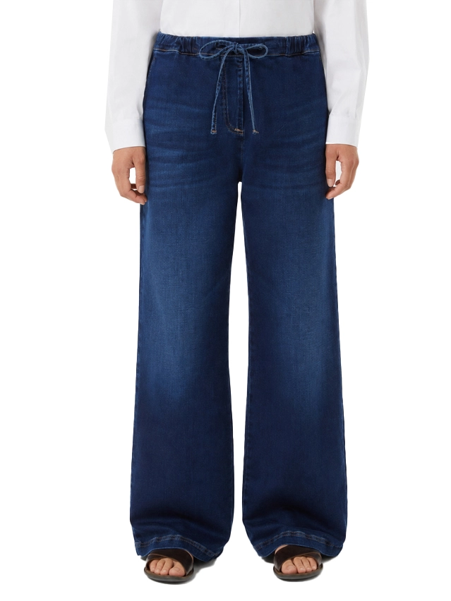 PANTALONI PALAZZO  IN FELPA DENIM CON COULISSE  DONNA BLU