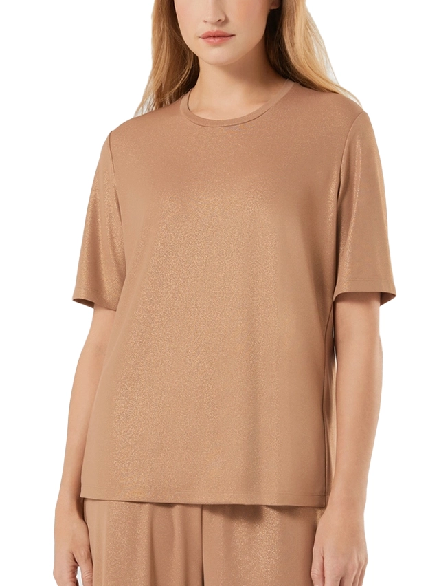 T-SHIRT MANICA CORTA IN JERSEY FLUDIO DONNA MARRONE