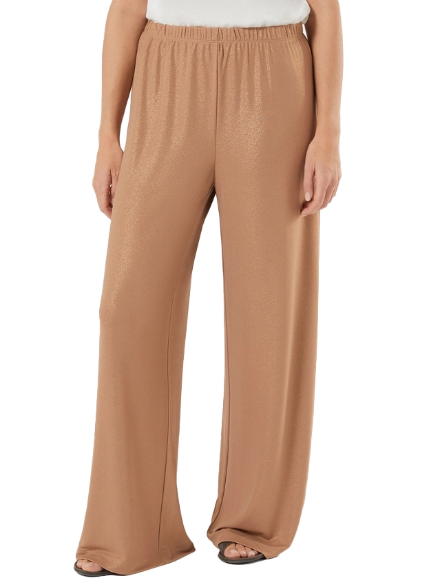 PANTALONI PALAZZO IN JERSEY FLUIDO CON INSERTO ELASTICO DONNA MARRONE