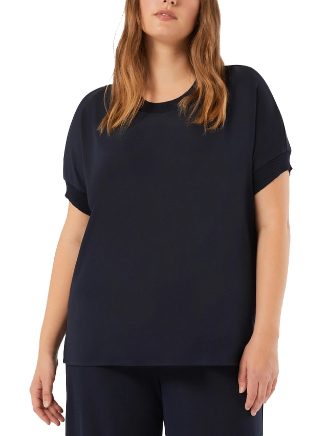 T-SHIRT MANICA CORTA CON MANICHE A KIMONO E SPACCHETTI DONNA BLU
