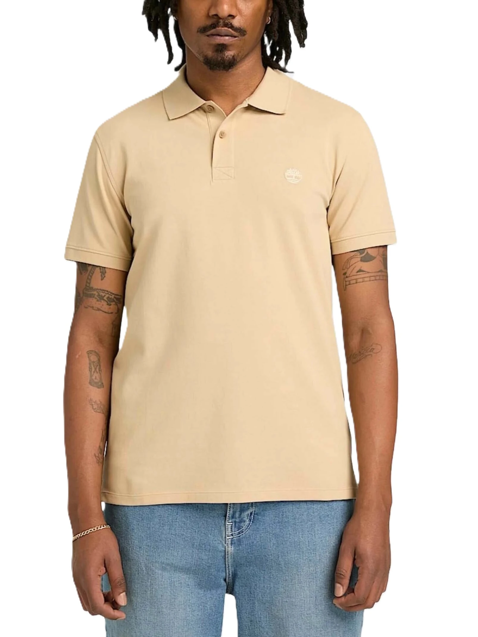 POLO IN COTONE BIOLOGICO SLIM FIT UOMO BEIGE