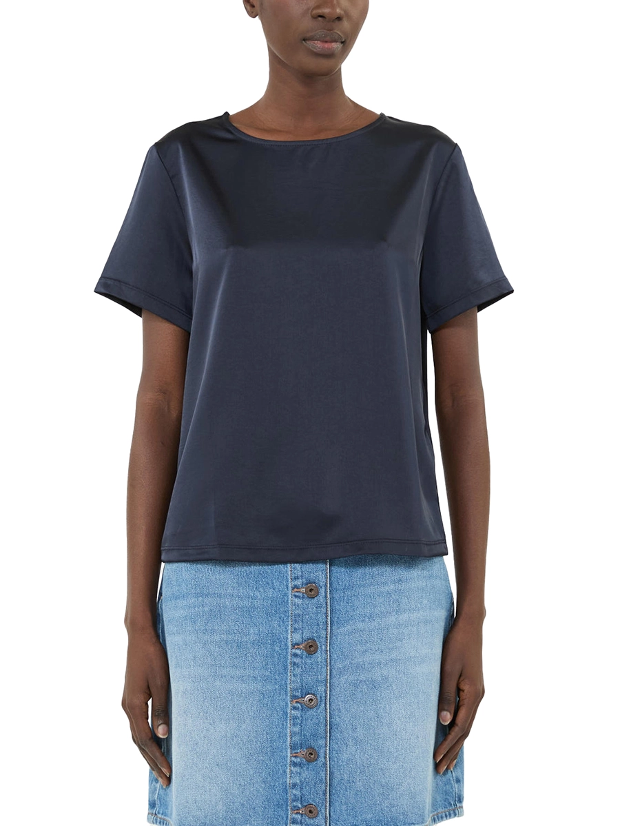 BLUSA MANICA CORTA IN JERSEY GIROCOLLO DONNA BLU