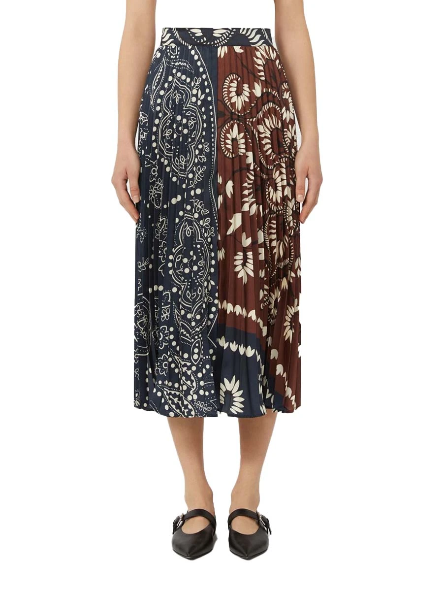 GONNA LUNGA CON FANTASIA E PIEGE PLISSE' DONNA MARRONE