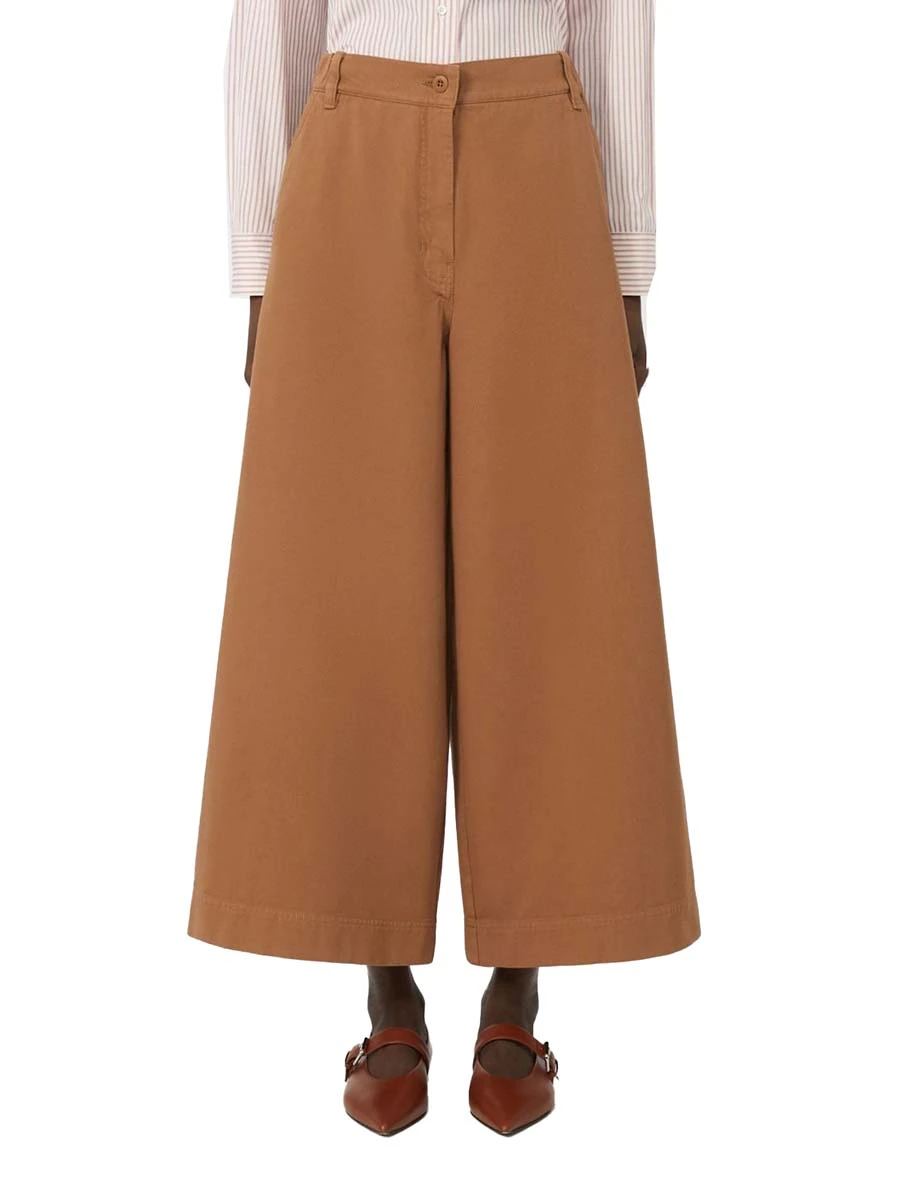 PANTALONI CROPPED CON TASCHE ALLA FRANCESE DONNA MARRONE