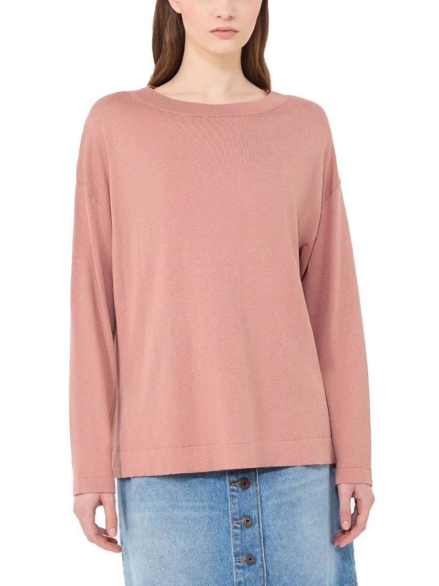 MAGLIA SCOLLO A BARCA RIFINITO DONNA ROSA