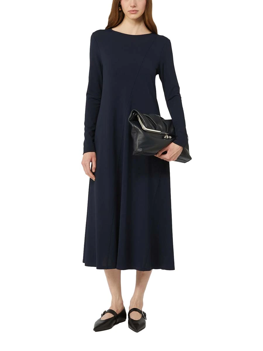 VESTITO LUNGO IN JERSEY GIROCOLLO DONNA BLU